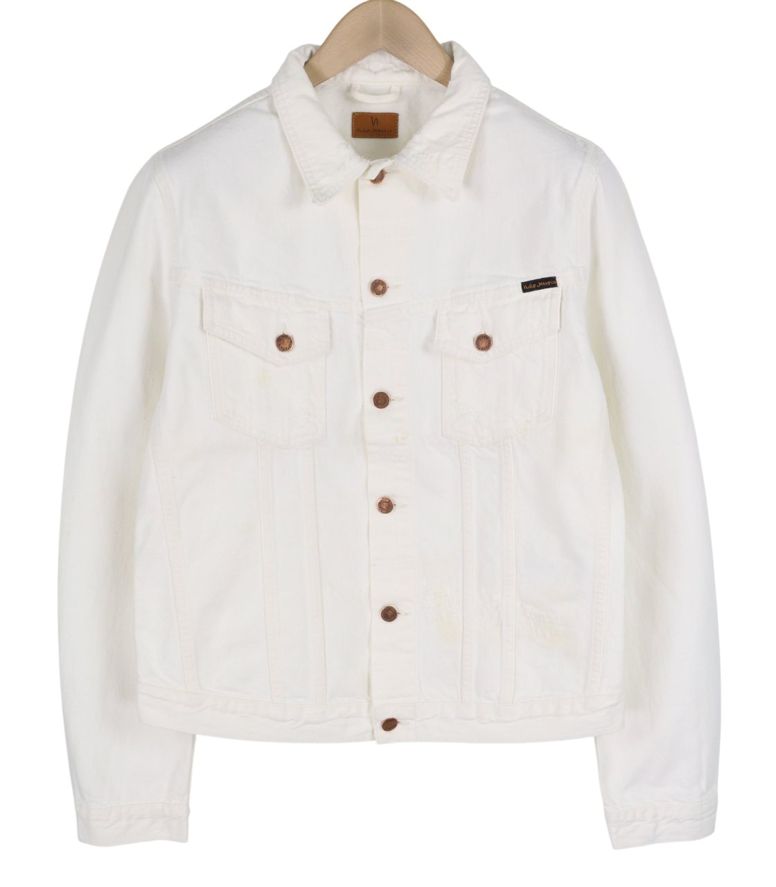 NUDIE Billy vyriška striukė L, su sagomis ant kaklo, be pamušalo, šviesiai mėlyna 