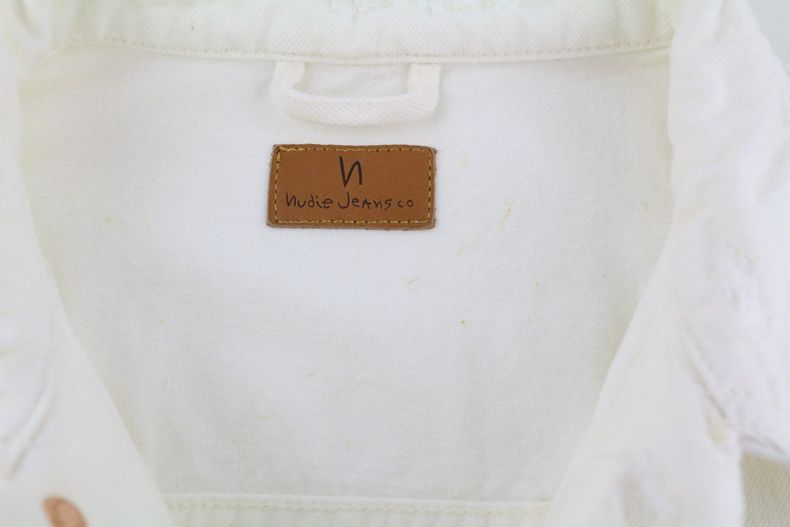 NUDIE Billy vyriška striukė L, su sagomis ant kaklo, be pamušalo, šviesiai mėlyna 