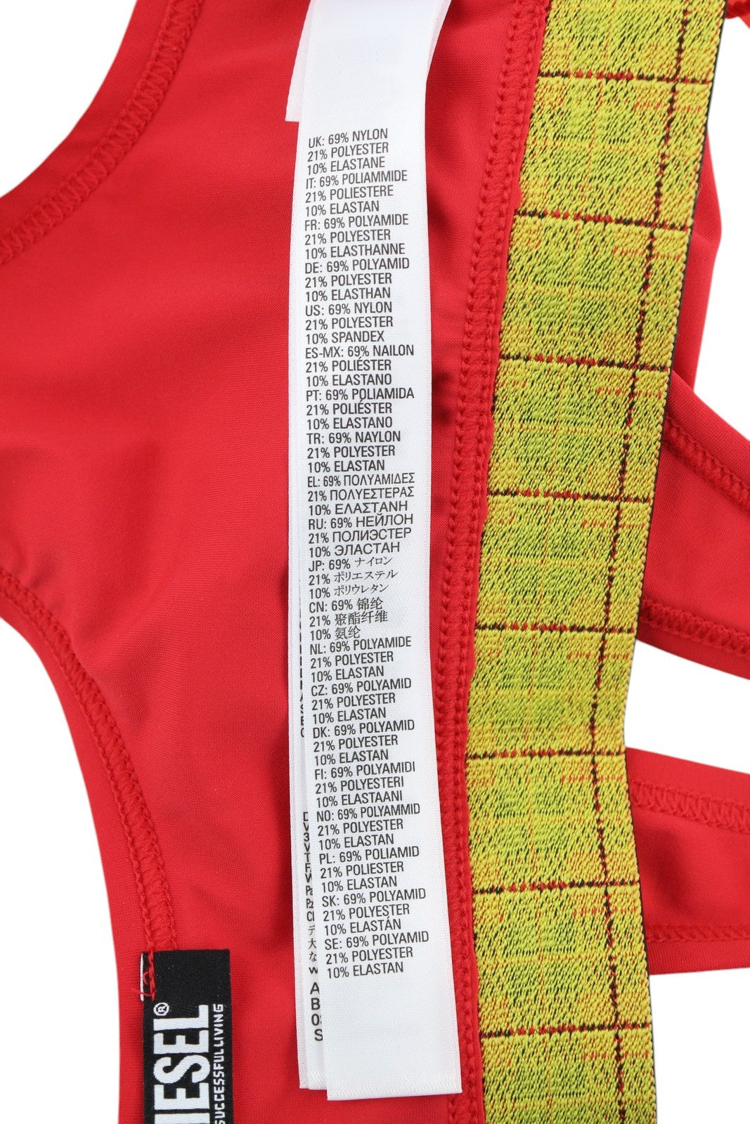 DIESEL Ufsb-Lizzys moteriška liemenėlė S be rankovių apvaliu kaklu priekyje languotas raštas raudona 