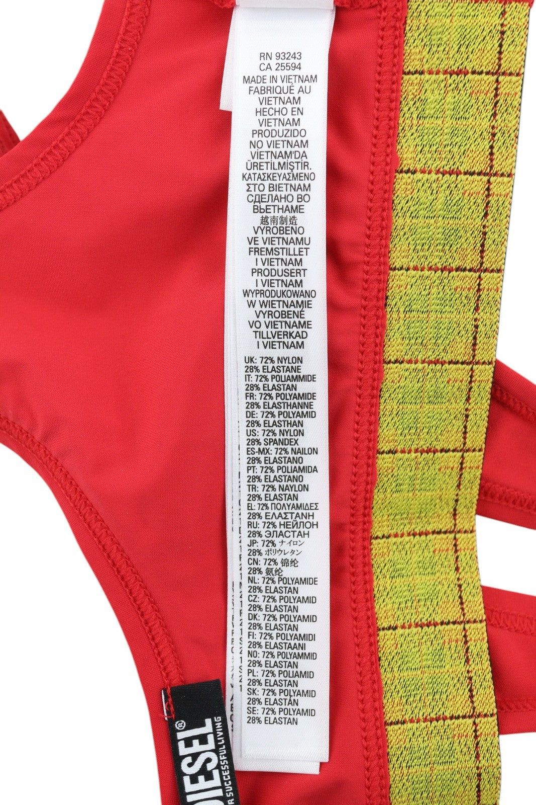 DIESEL Ufsb-Lizzys moteriška liemenėlė S be rankovių apvaliu kaklu priekyje languotas raštas raudona 