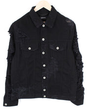 Moteriška DIESEL De-Visty 084WA striukė S, juoda, džinsinė, plėšytos ilgomis rankovėmis 