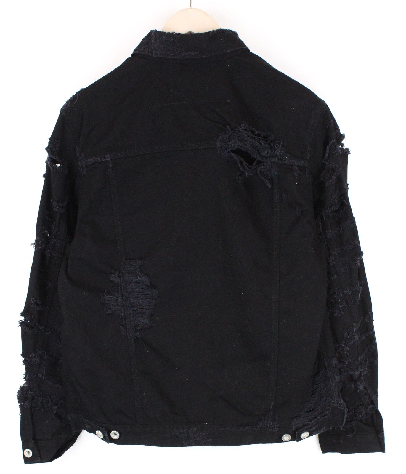 Moteriška DIESEL De-Visty 084WA striukė S, juoda, džinsinė, plėšytos ilgomis rankovėmis 