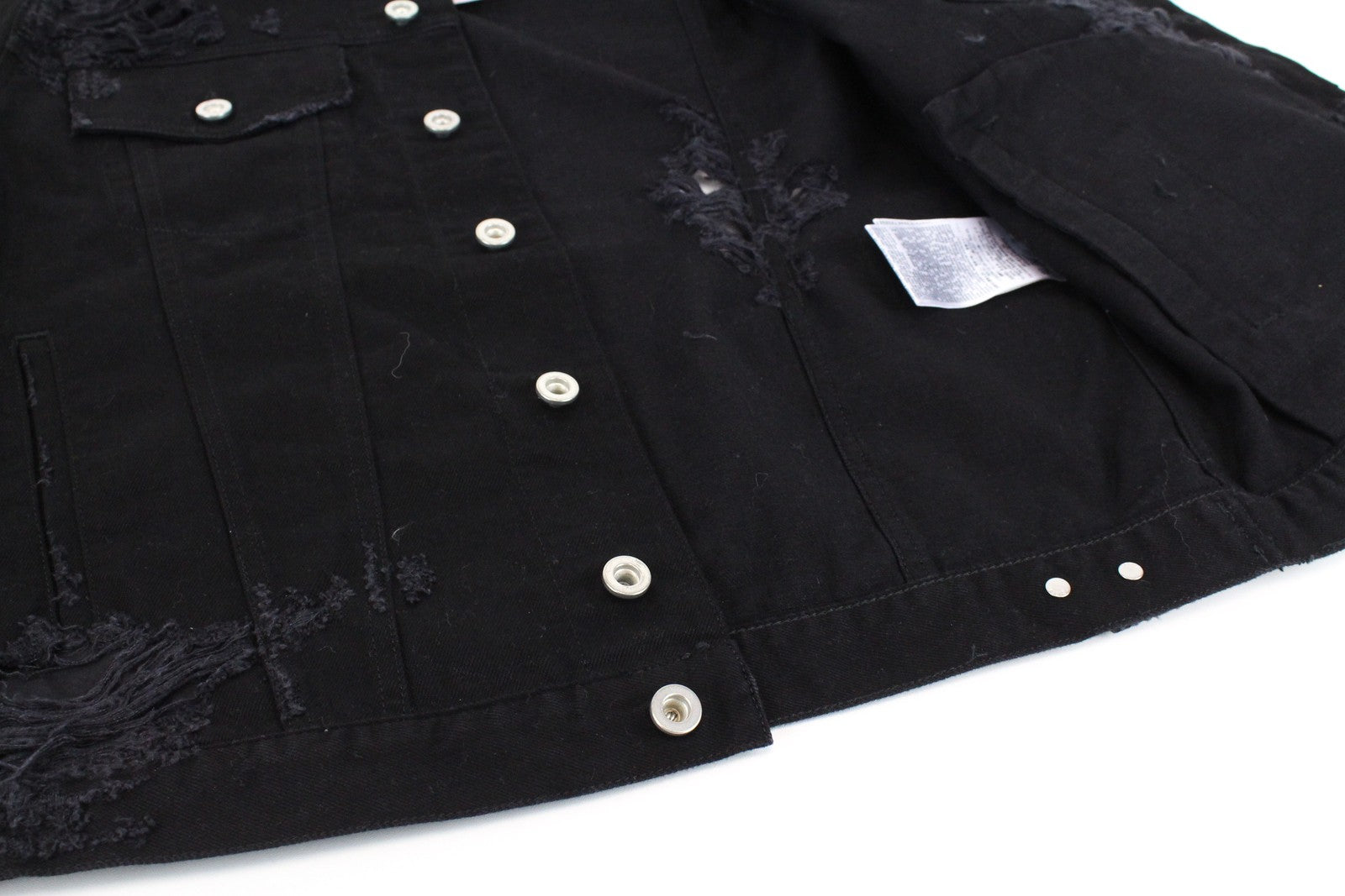 Moteriška DIESEL De-Visty 084WA striukė S, juoda, džinsinė, plėšytos ilgomis rankovėmis 