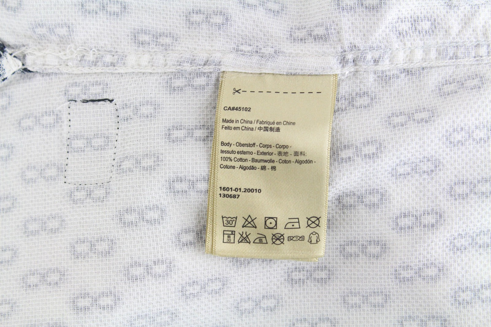 SCOTCH &amp; SODA Ams Couture vyriški marškinėliai M, balti, raštuoti, medvilniniai, ilgi, su sagomis 