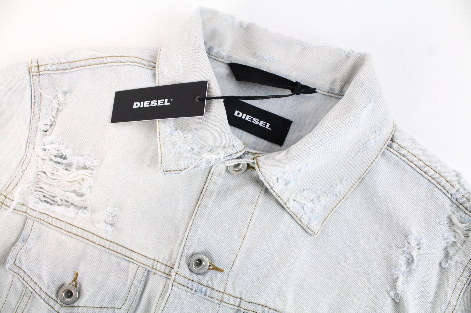 Moteriška DIESEL De-Visty 069AV striukė M, mėlyna, džinsinė, plėšyta medvilnė 