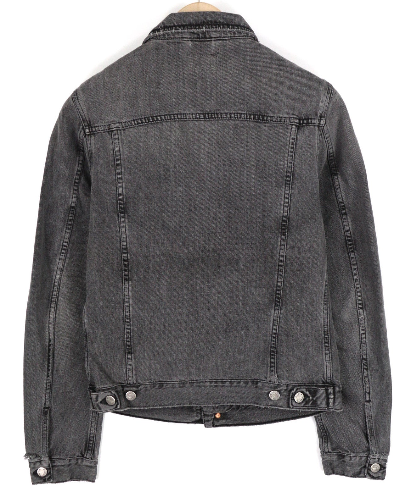 NUDIE Billy vyriška striukė S Desolation sagomis be pamušalo su logotipu ir kišenėmis, džinsinio audinio 