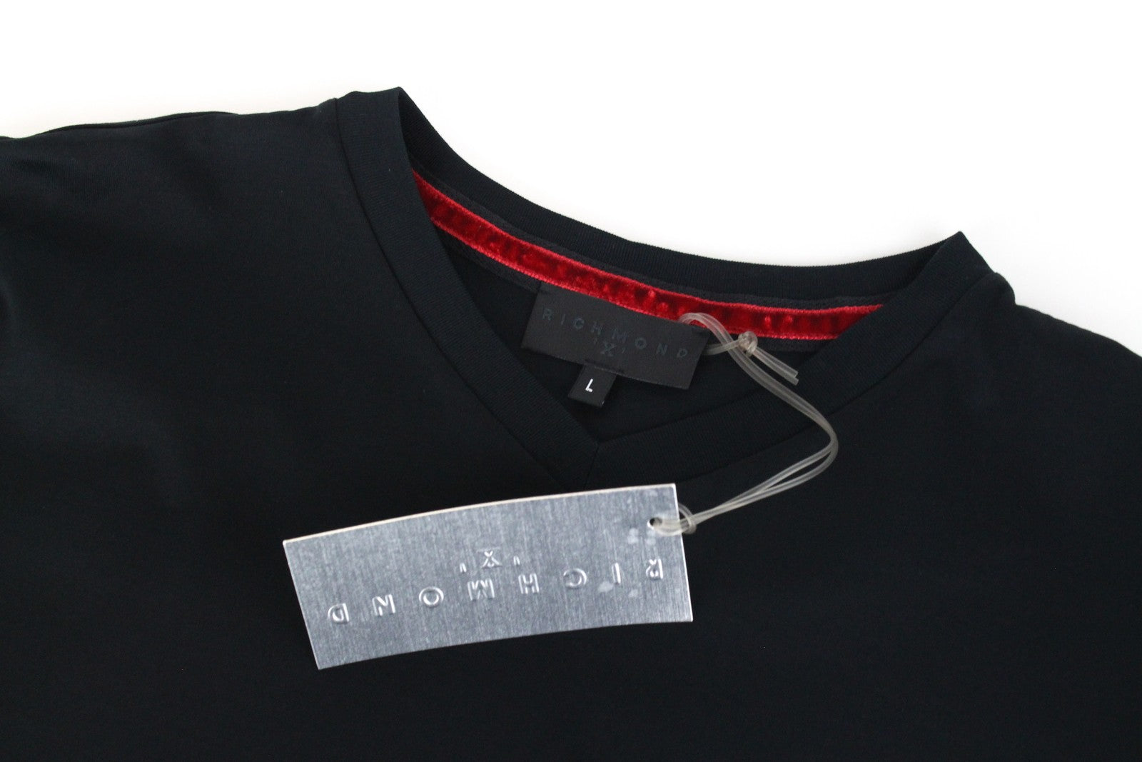RICHMOND vyriški marškinėliai L dydžio juodi grynos medvilnės trumpomis rankovėmis, vasariniai laisvalaikio marškinėliai 