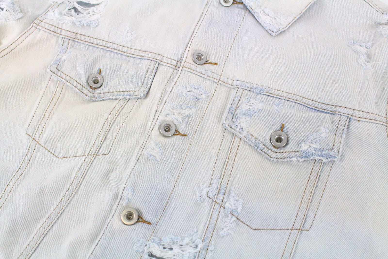 DIESEL De-Visty 069AV striukė moterims L, mėlyna, pilka, džinsinė, plėšyta medvilnė 