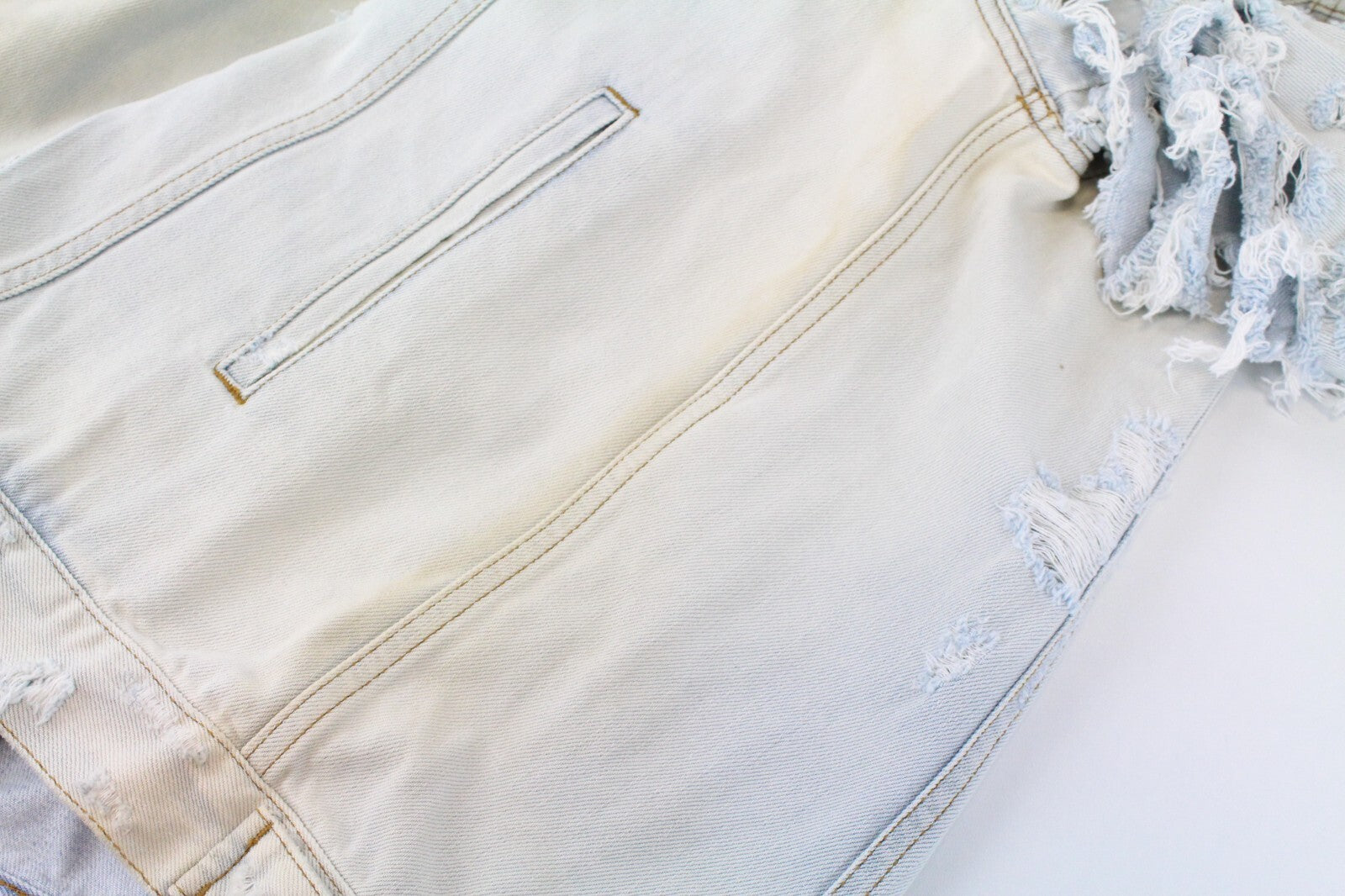 DIESEL De-Visty 069AV striukė moterims L, mėlyna, pilka, džinsinė, plėšyta medvilnė 