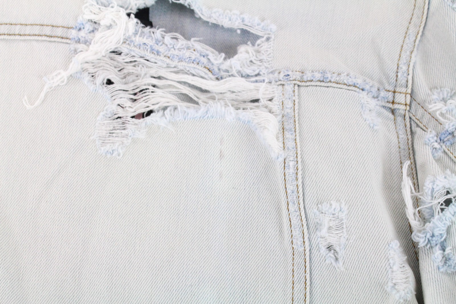 DIESEL De-Visty 069AV striukė moterims L, mėlyna, pilka, džinsinė, plėšyta medvilnė 