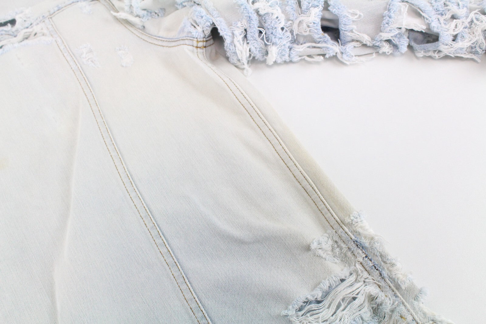 DIESEL De-Visty 069AV striukė moterims L, mėlyna, pilka, džinsinė, plėšyta medvilnė 