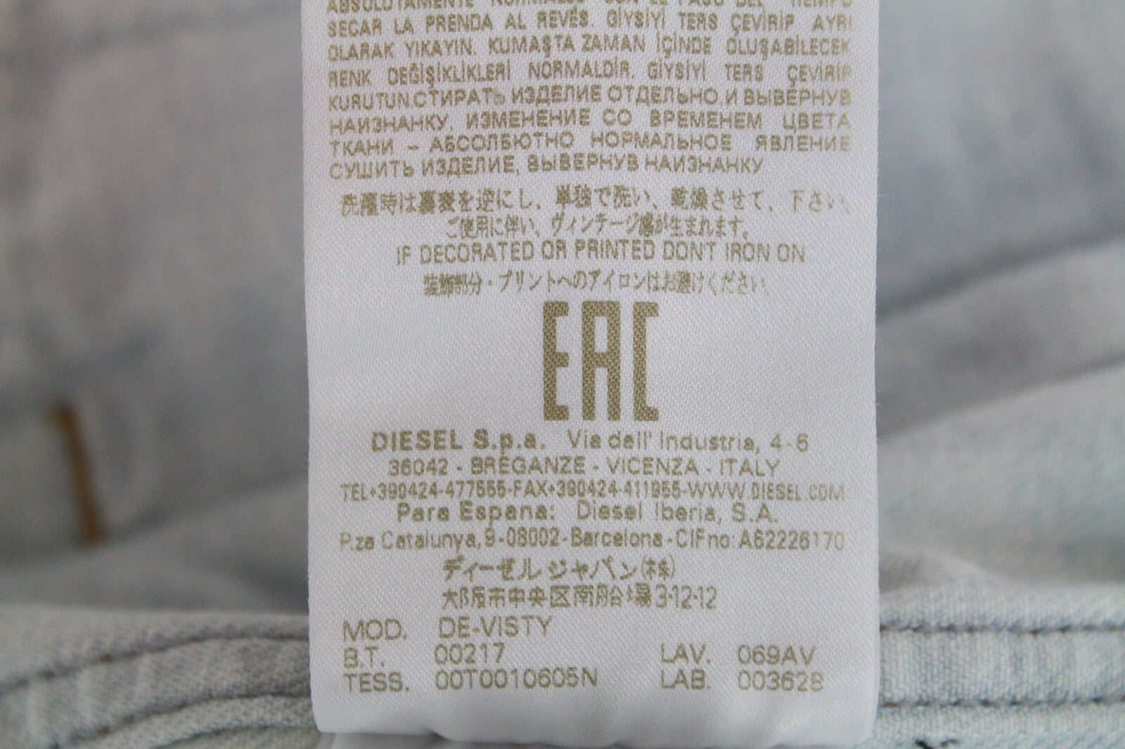 DIESEL De-Visty 069AV striukė moterims L, mėlyna, pilka, džinsinė, plėšyta medvilnė 