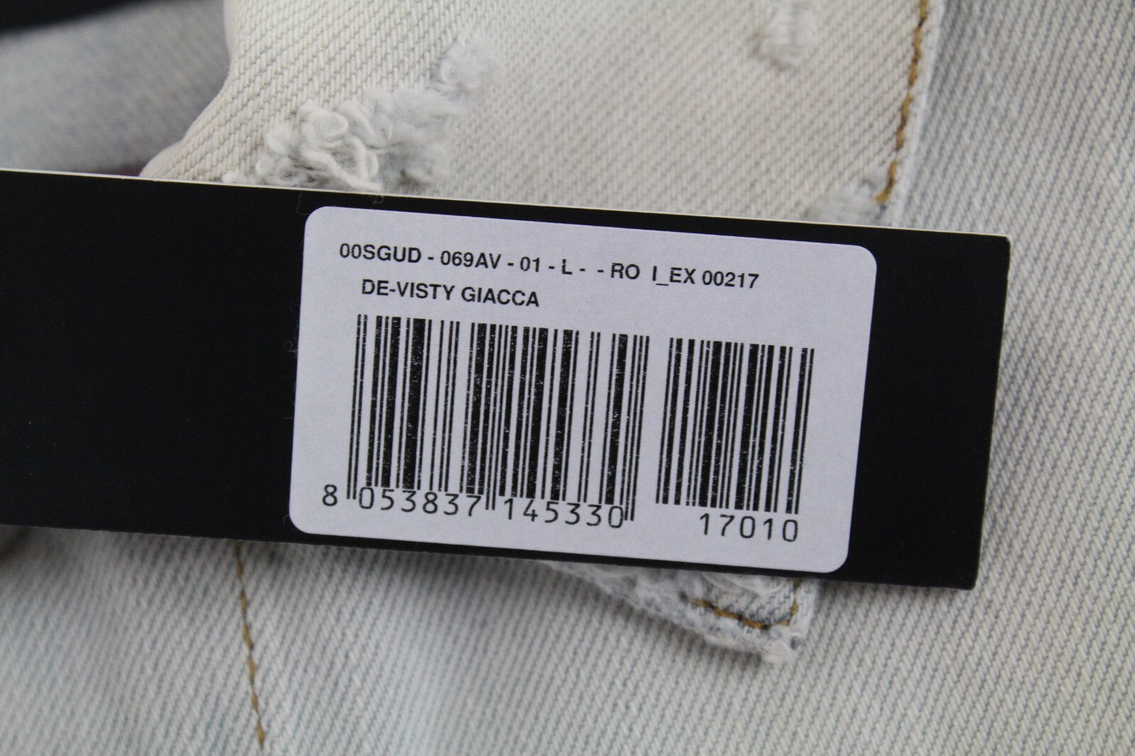 DIESEL De-Visty 069AV striukė moterims L, mėlyna, pilka, džinsinė, plėšyta medvilnė 