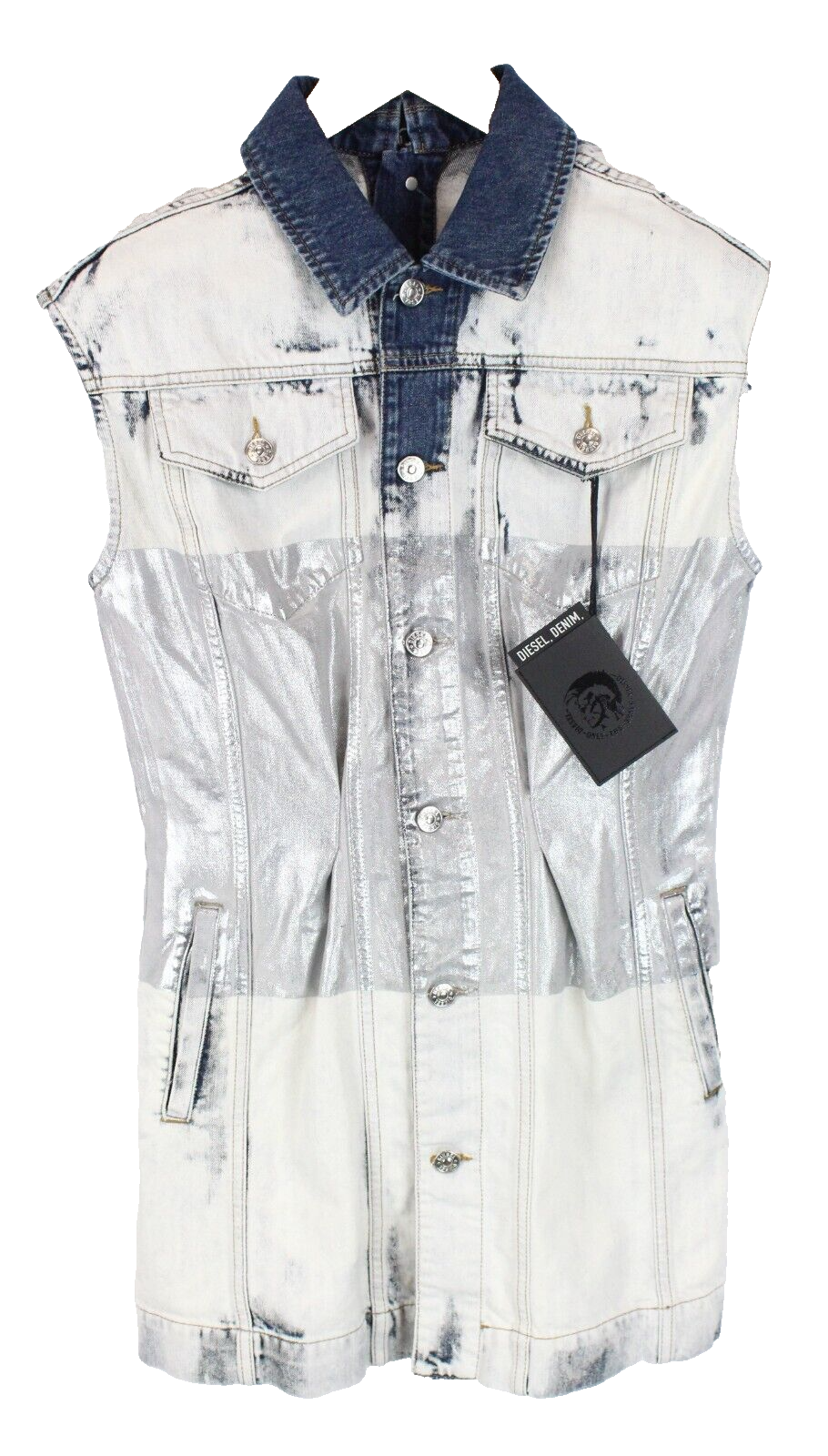 Moteriška DIESEL De-Dyane 0890Q suknelė XS, mėlyna, džinsinė, be rankovių, rekomenduojama kaina – 350 € 