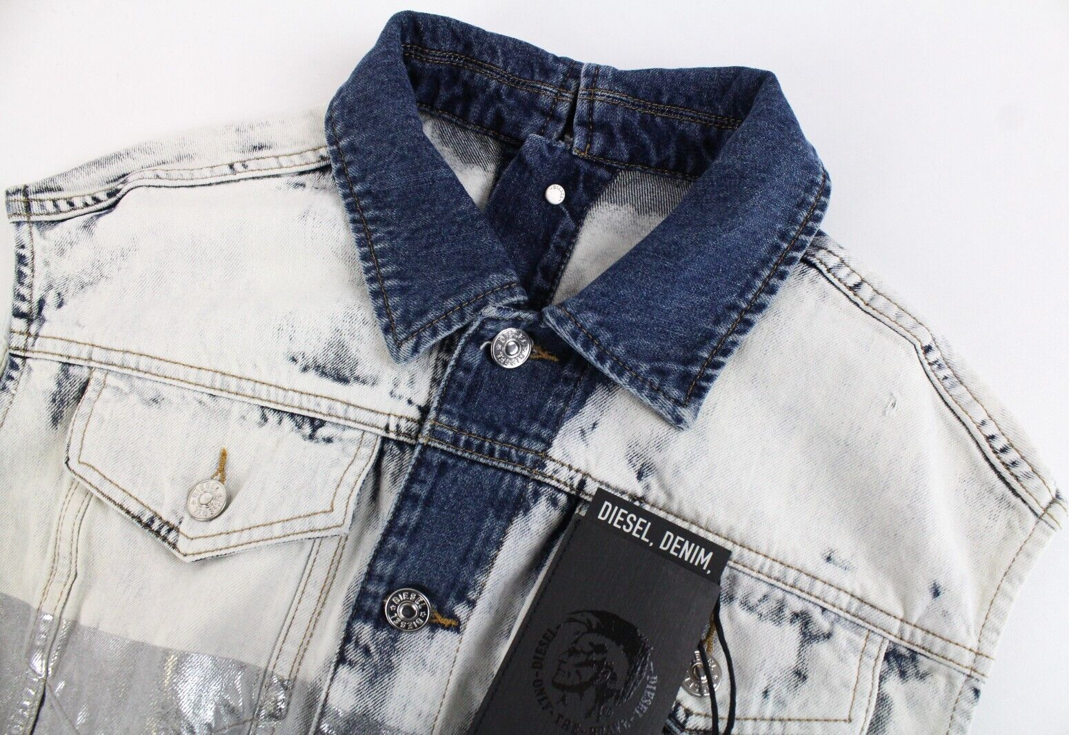 Moteriška DIESEL De-Dyane 0890Q suknelė XS, mėlyna, džinsinė, be rankovių, rekomenduojama kaina – 350 € 