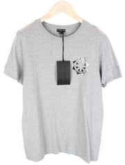 RICHMOND vyriški marškinėliai su trumpomis rankovėmis, L dydžio, vasariniai, medvilniniai, laisvalaikio stiliaus, su logotipu ir pilkais L dydžio marškinėliais 