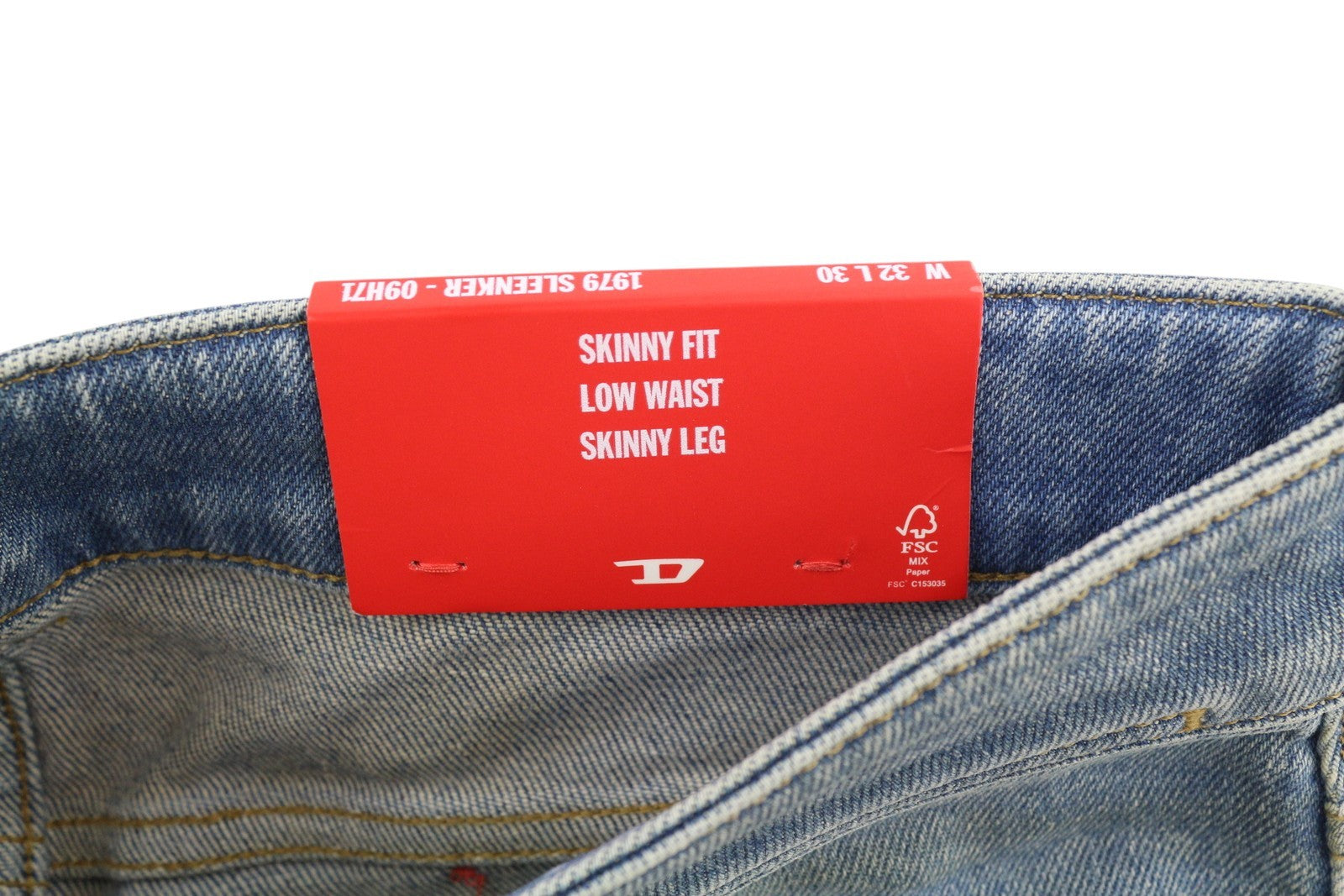 DIESEL 1979 Sleenker 09H71 Men Jeans W32/L30 Skinny Fit Low Waist Blue RRP€225