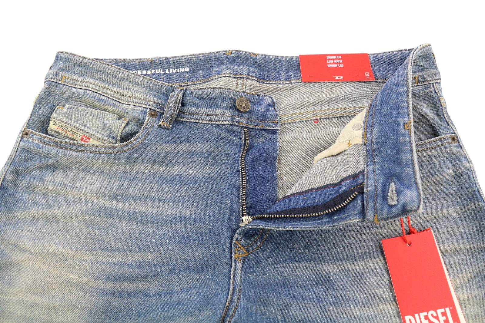 DIESEL 1979 Sleenker 09H71 vyriški džinsai W34/L30 aptempti, žemo juosmens, rekomenduojama kaina – 225 €, mėlyni 