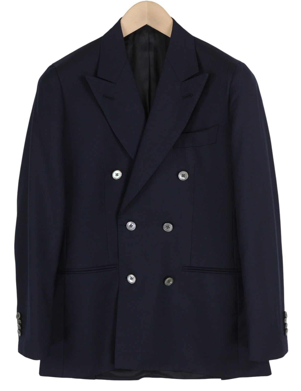 SUITSUPPLY La Spalla Men Blazer UK32R Dark Blue Wool Double-Breasted Peak Lapel