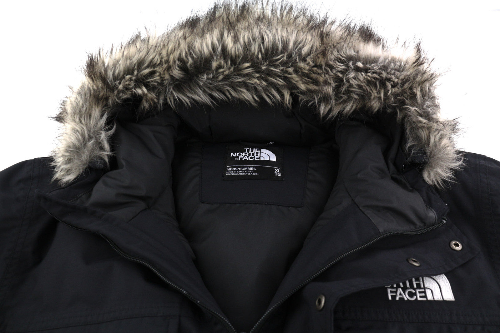„THE NORTH FACE“ vyriška striukė XL dydžio, juoda, su gobtuvu, žąsų pūkų izoliacija, „DryVent“ logotipu. 