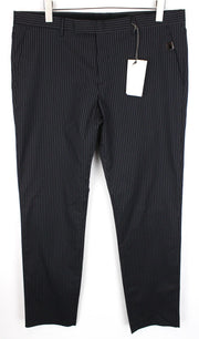 RICHMOND Men's Trousers 54 Grey Cotton Blend Stretch Stripe Pattern Smart