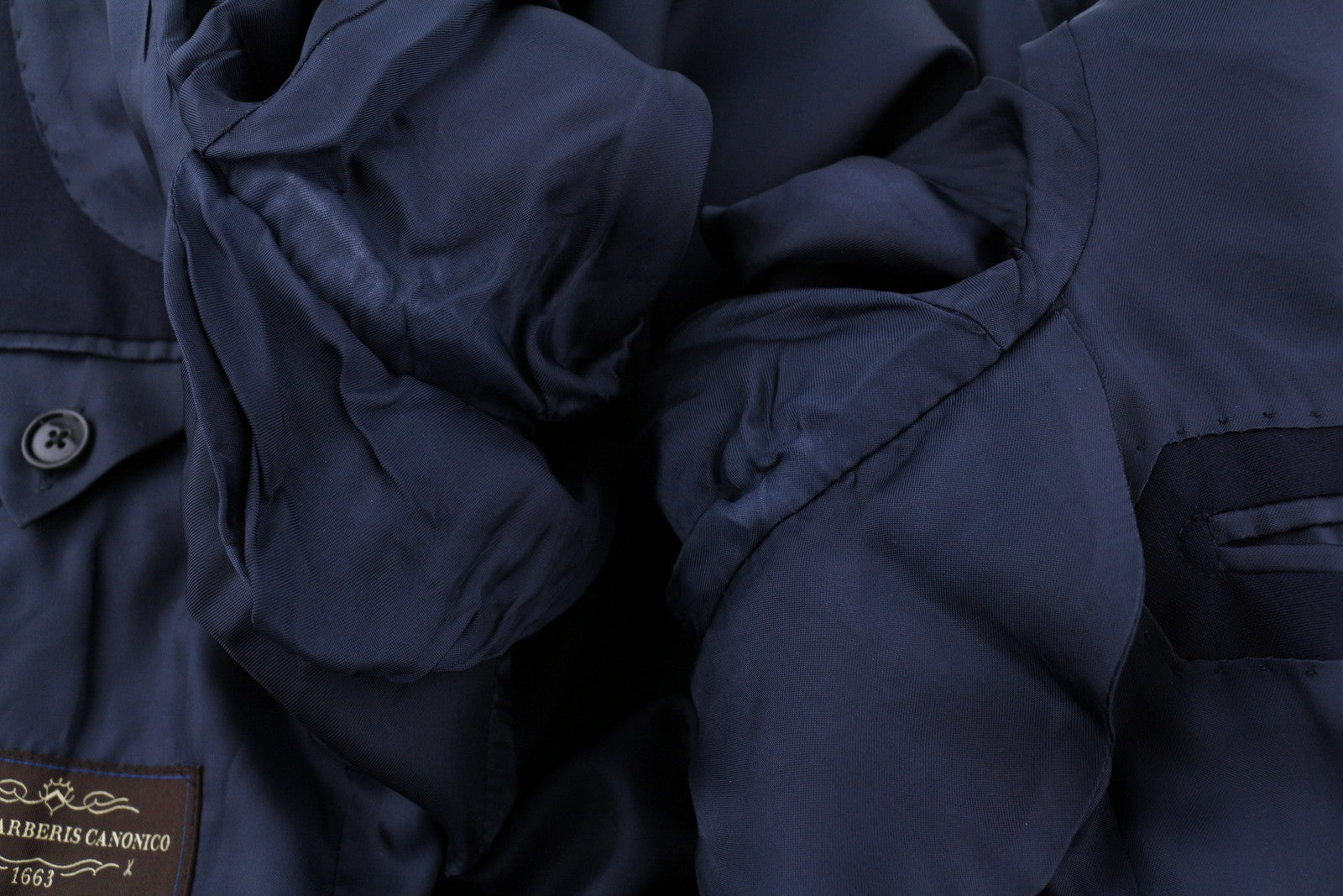 SUITSUPPLY La Spalla Men Blazer UK30R Dark Blue Wool Double-Breasted Peak Lapel