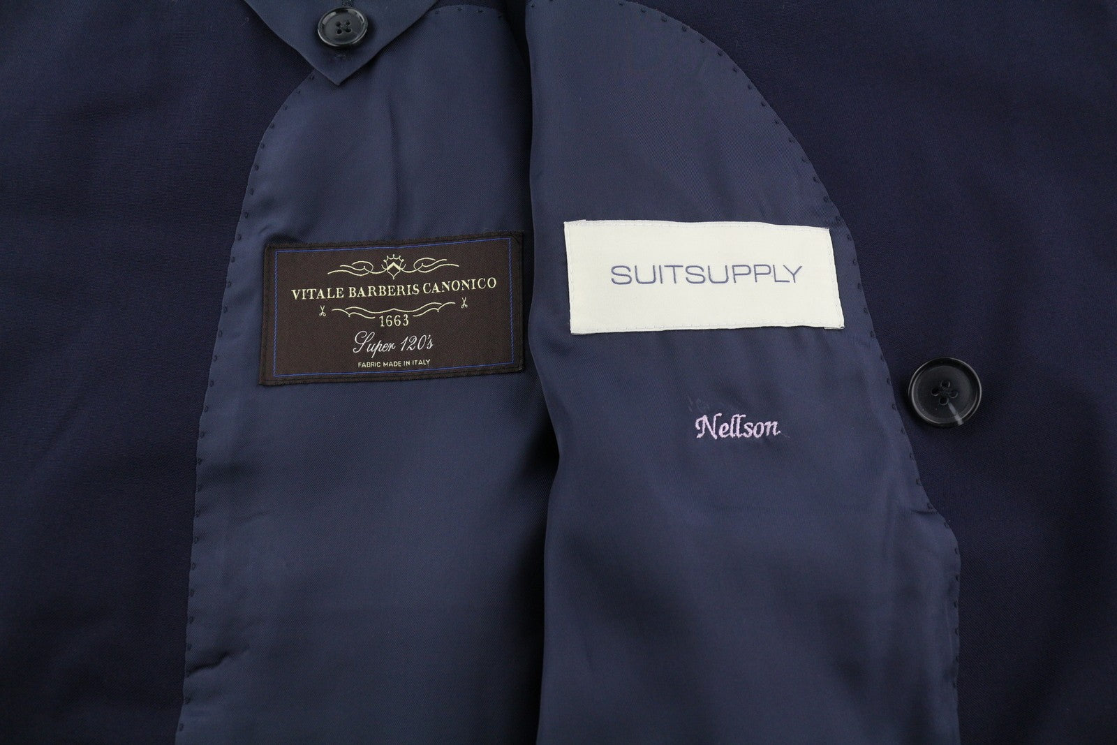 SUITSUPPLY La Spalla Men Blazer UK30R Dark Blue Wool Double-Breasted Peak Lapel