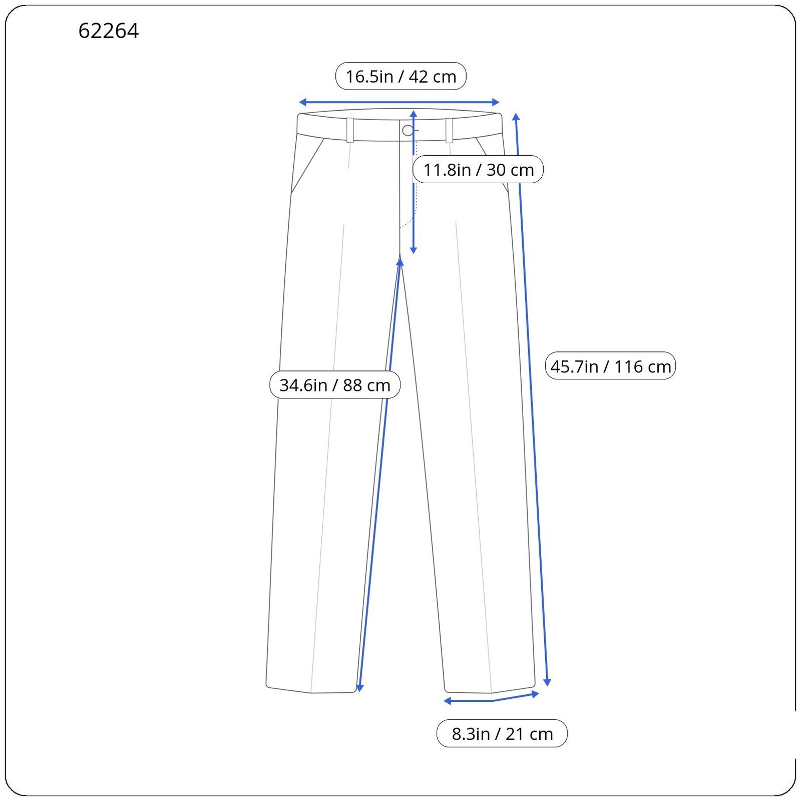 RICHMOND Men's Trousers 48 Blue Cotton Linen Button Fly Casual Slit Pockets