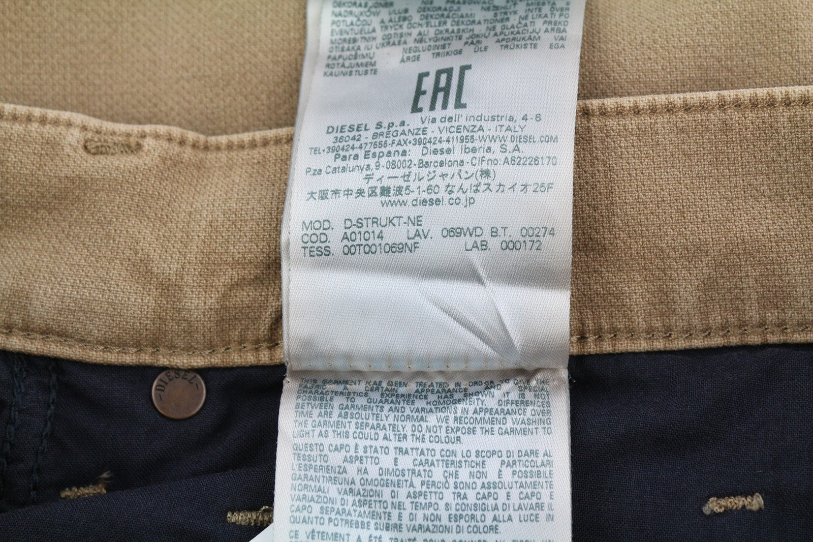 DIESEL D-Strukt Jogg 069WD vyriški džinsai W32 ploni, elastingi užtrauktukai, ruda, 250 € 