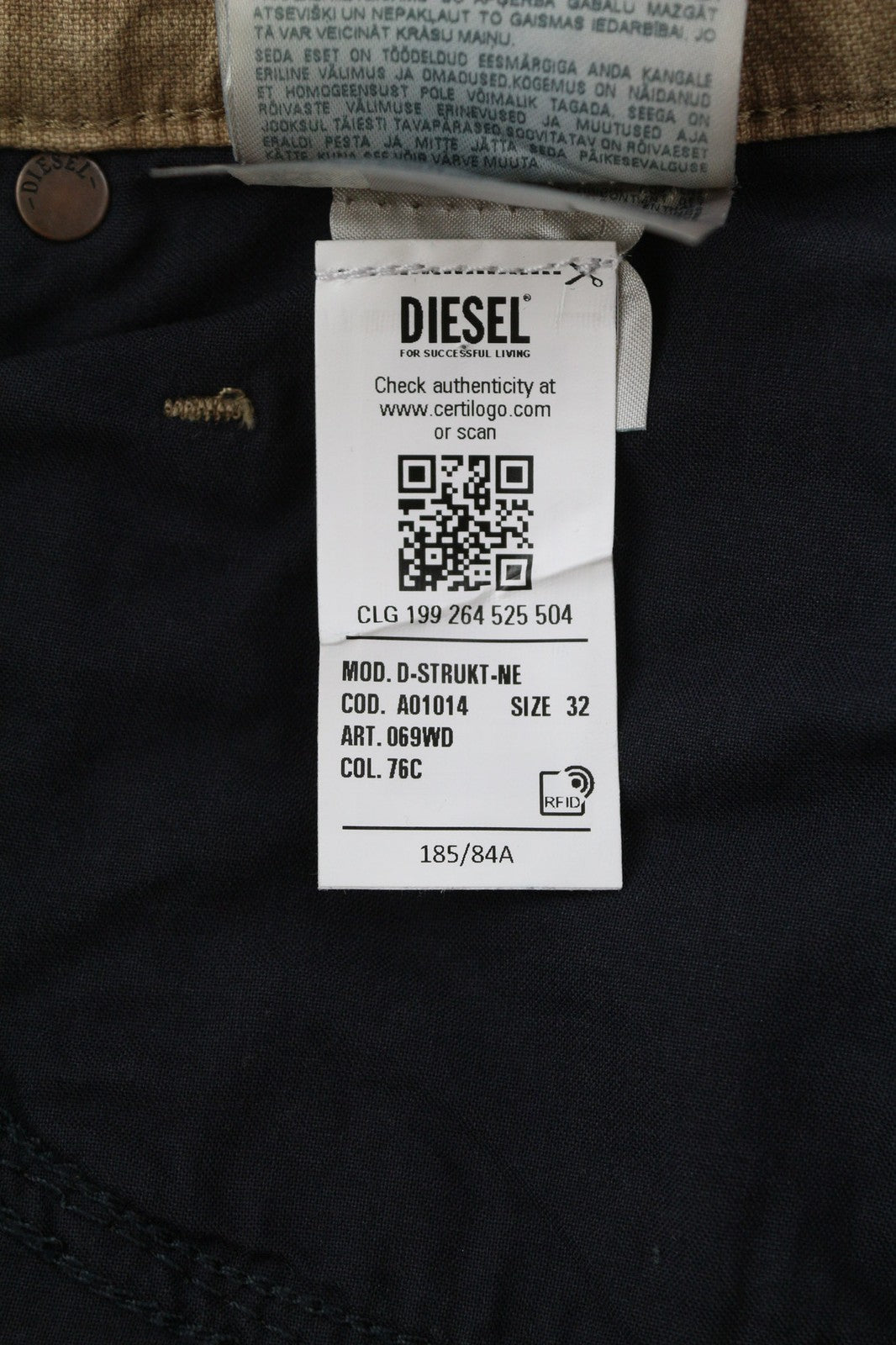 DIESEL D-Strukt Jogg 069WD vyriški džinsai W32 ploni, elastingi užtrauktukai, ruda, 250 € 