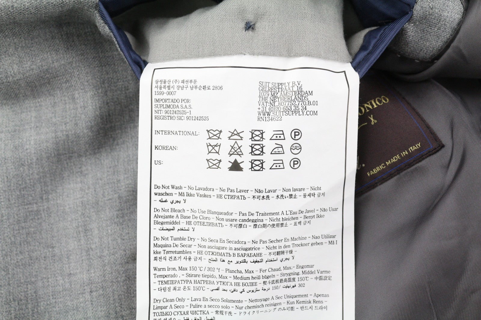 SUITSUPPLY La Spalla Men Blazer UK30R Melange Grey Wool Double-Breasted Peak