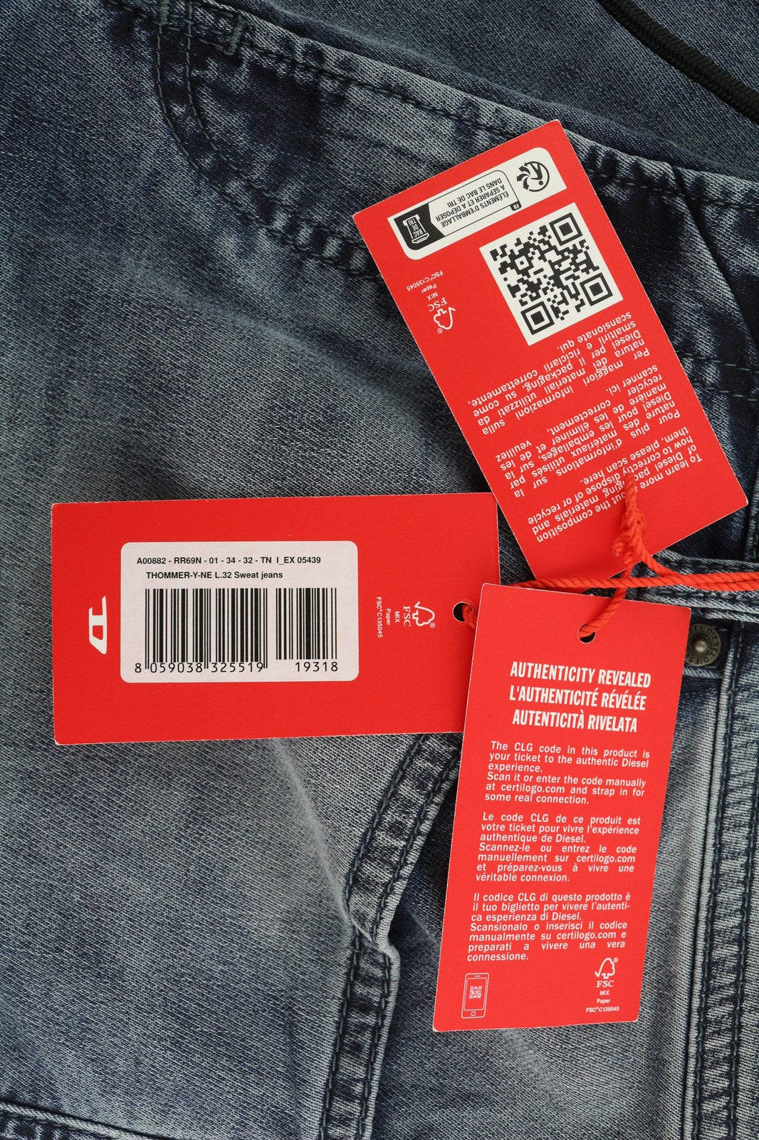 DIESEL Thommer-Y-Ne Jogg RR69N vyriški džinsai W34/L32 užtrauktuku skalbti mėlyni RRP 250 