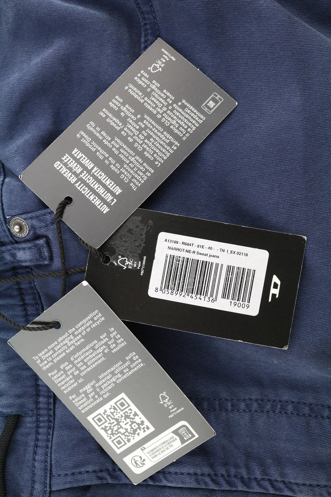 DIESEL Narrot-Ne-R R684T vyriški džinsai W40 Jogg Washed Blue Denim Slim RRP 275 € 