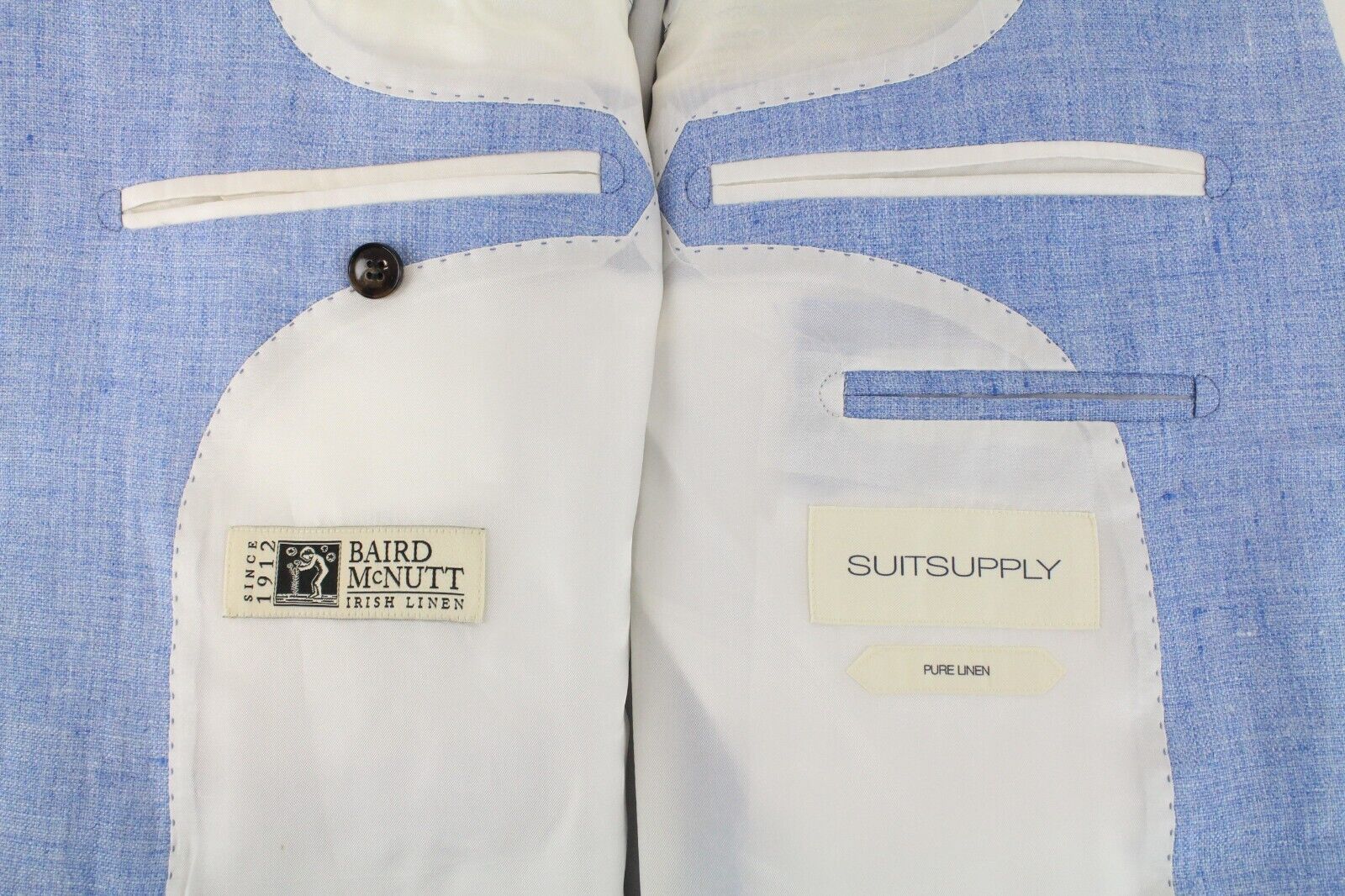 „SUITSUPPLY Havana Patch“ vyriškas švarkas, UK38L, mėlynas lininis, plonas, vienaeilis 