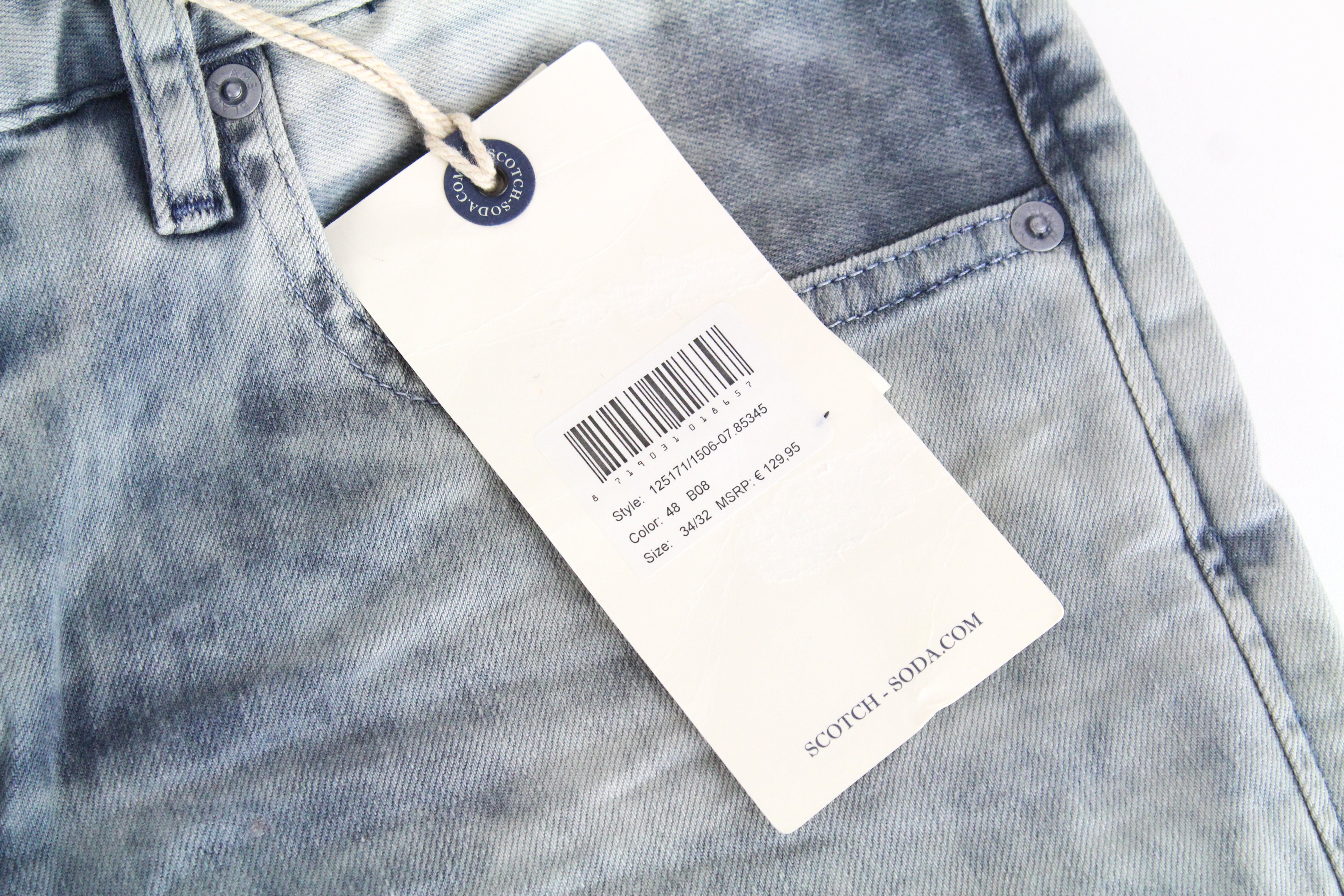 SCOTCH & SODA Ralston Men's Jeans W34/L32 Slim Fit Blue Cotton Stretch Denim