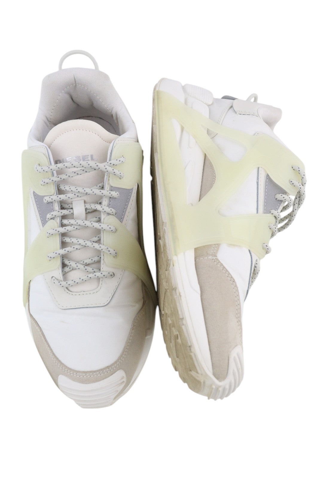 DIESEL S-Serendipity Mask vyriški sportbačiai, 44.5 dydžio, balti, migdolų spalvos, žemakulniai, RRP 200 € 