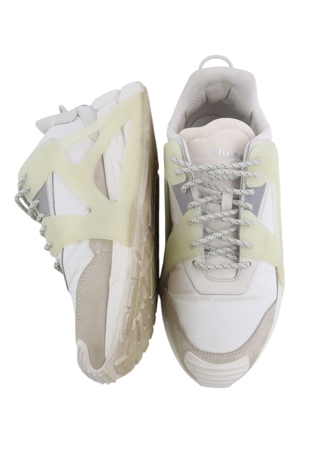 DIESEL S-Serendipity Mask vyriški sportbačiai, 44.5 dydžio, balti, migdolų spalvos, žemakulniai, RRP 200 € 