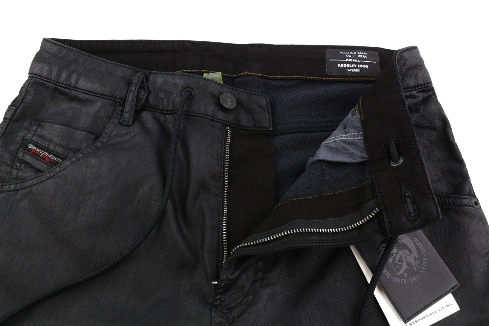 DIESEL Krooley Jogg 0849R vyriški džinsai W30/L30 siaurėjantys dengti džinsai, juodi, rekomenduojama kaina – 250 € 