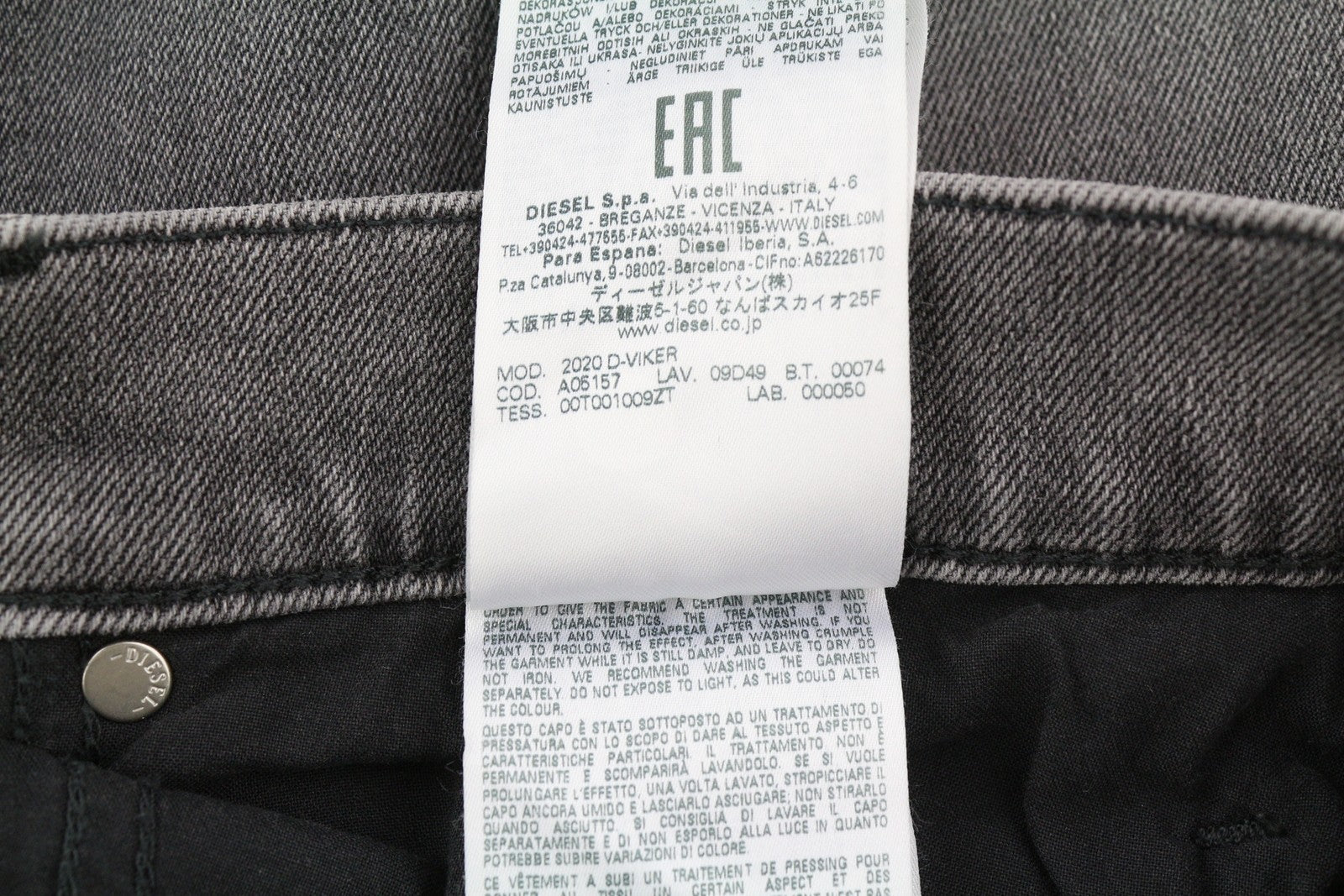 DIESEL 2020 D-Viker 09D49 vyriški džinsai W34/L30 Įprasti tiesūs klešniai Vidutinio juosmens