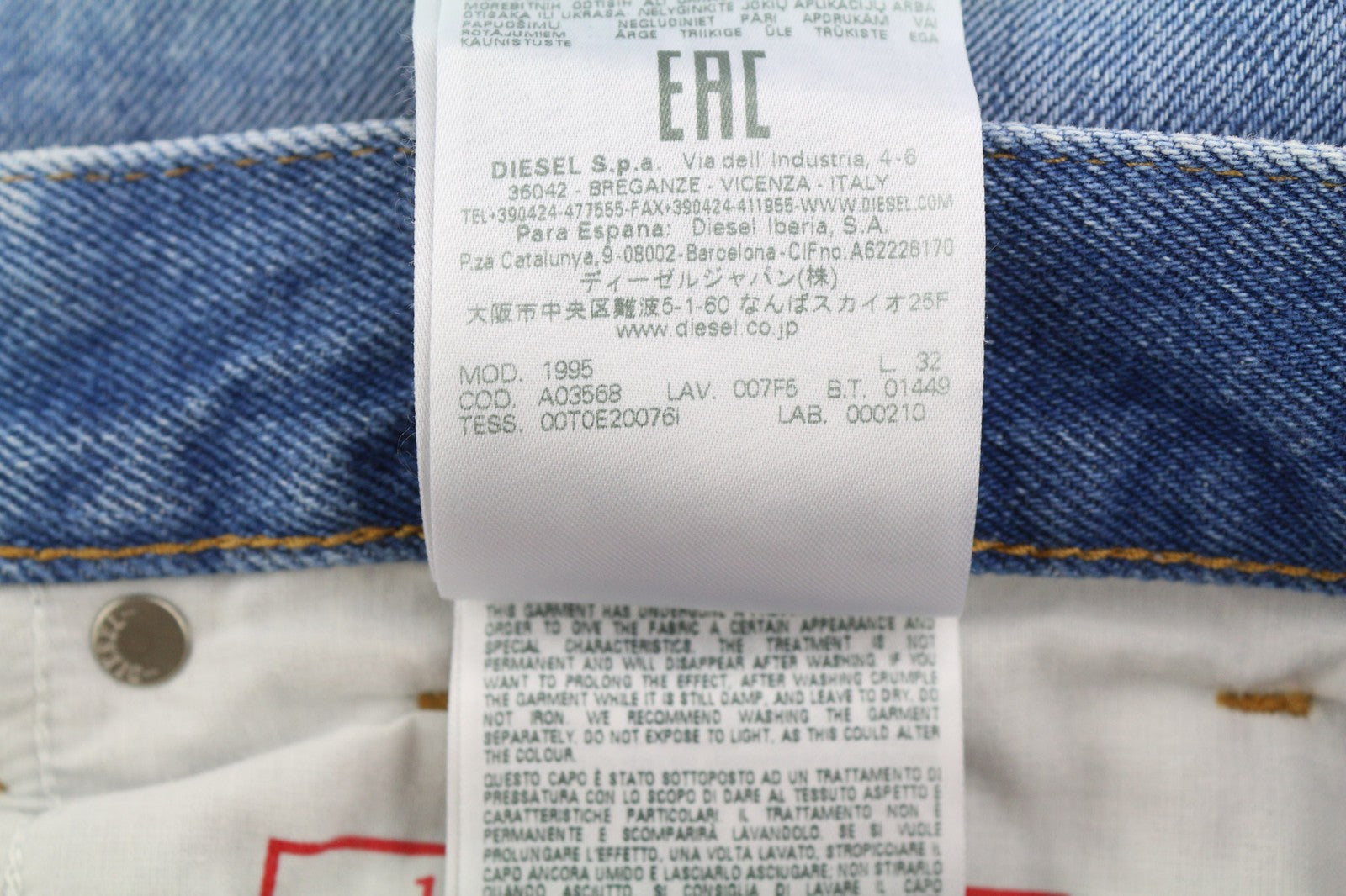 DIESEL 1995 007F5 vyriški džinsai W34 Slim vidutinio juosmens tiesios kojos mėlyni RRP 250 € 