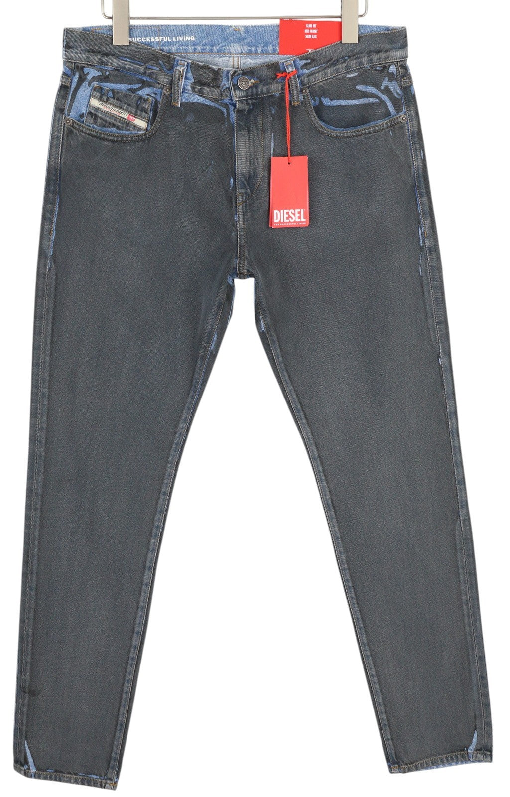 DIESEL 2019 D-Strukt-S3 09I47 Men Jeans W34 Dark Denim Slim Mid Waist RRP€350