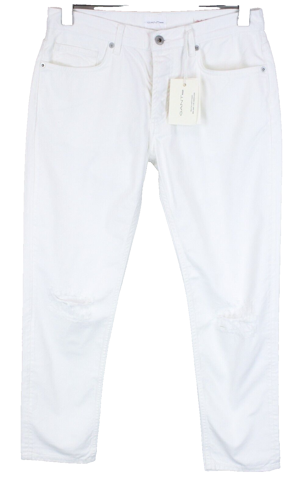 GANT Slacker moteriškos balkšvos džinsinės kelnės W27/L34 subraižytos džinsinės kelnės iš grynos medvilnės 