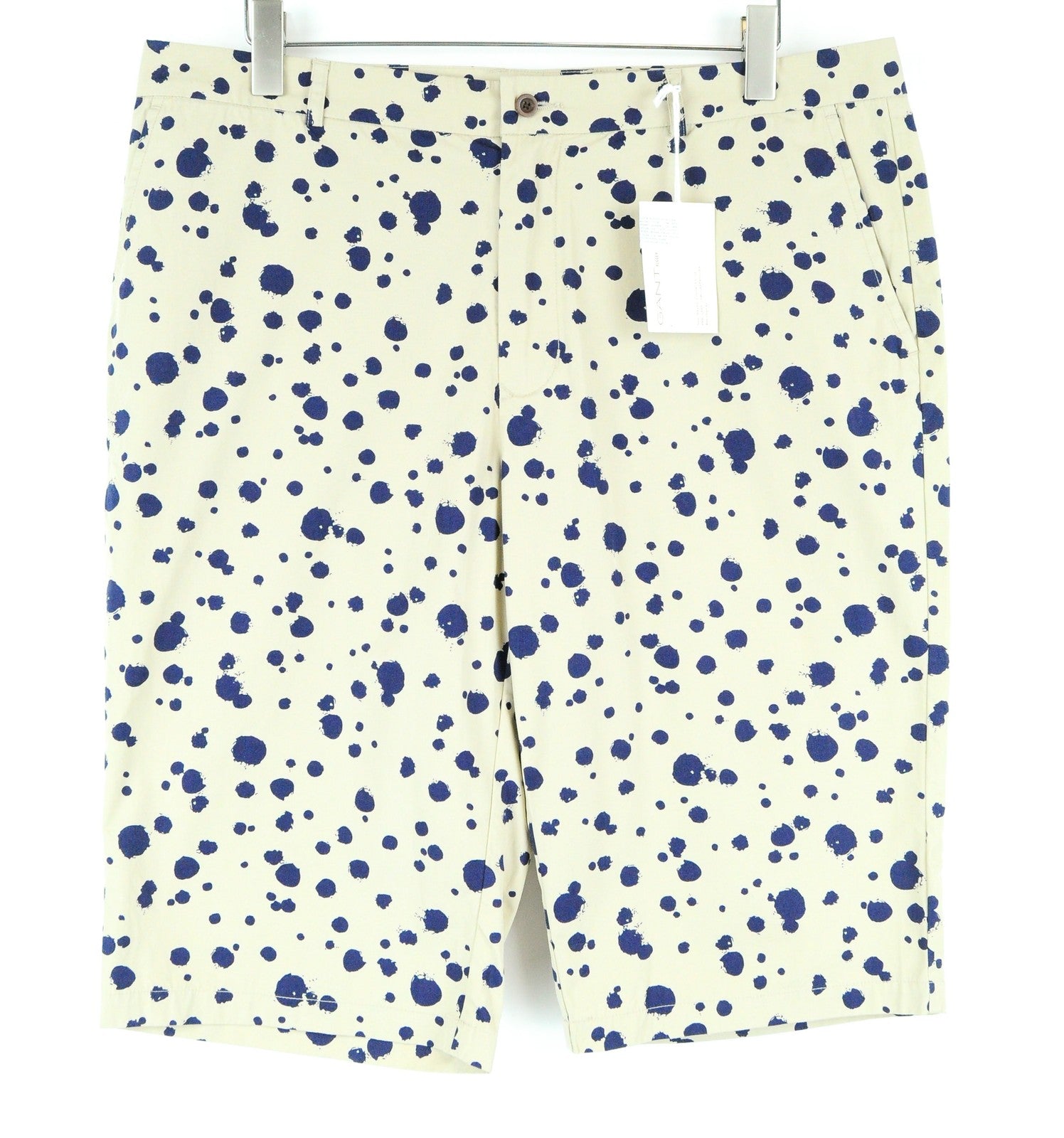 GANT Mens Brown Summer Shorts 54 Pure Cotton Dot Print Slit Pocket Lightweight