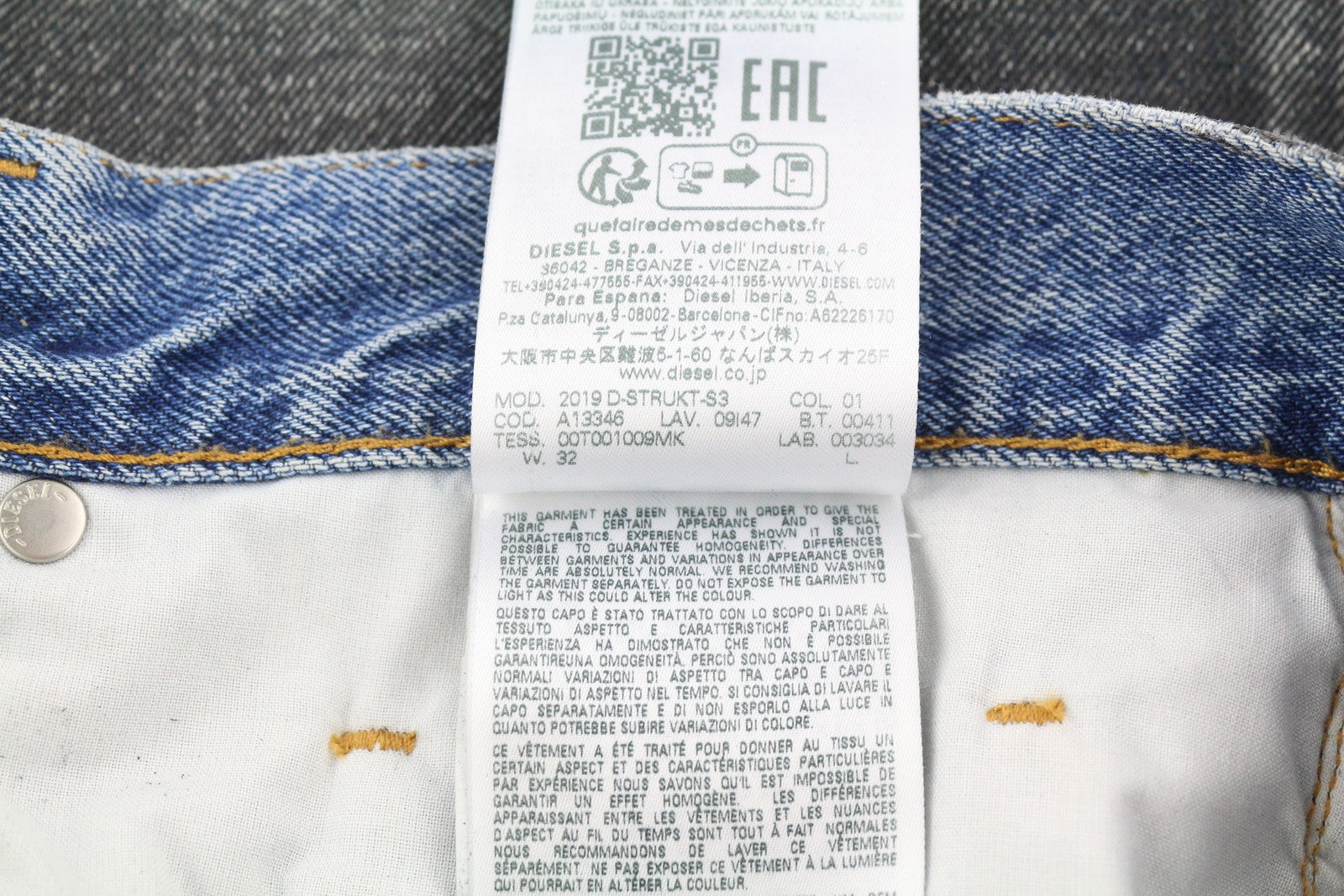 DIESEL 2019 D-Strukt-S3 09I47 vyriški džinsai W32 tamsaus džinso, ploni, vidutinio juosmens, RRP 350 € 