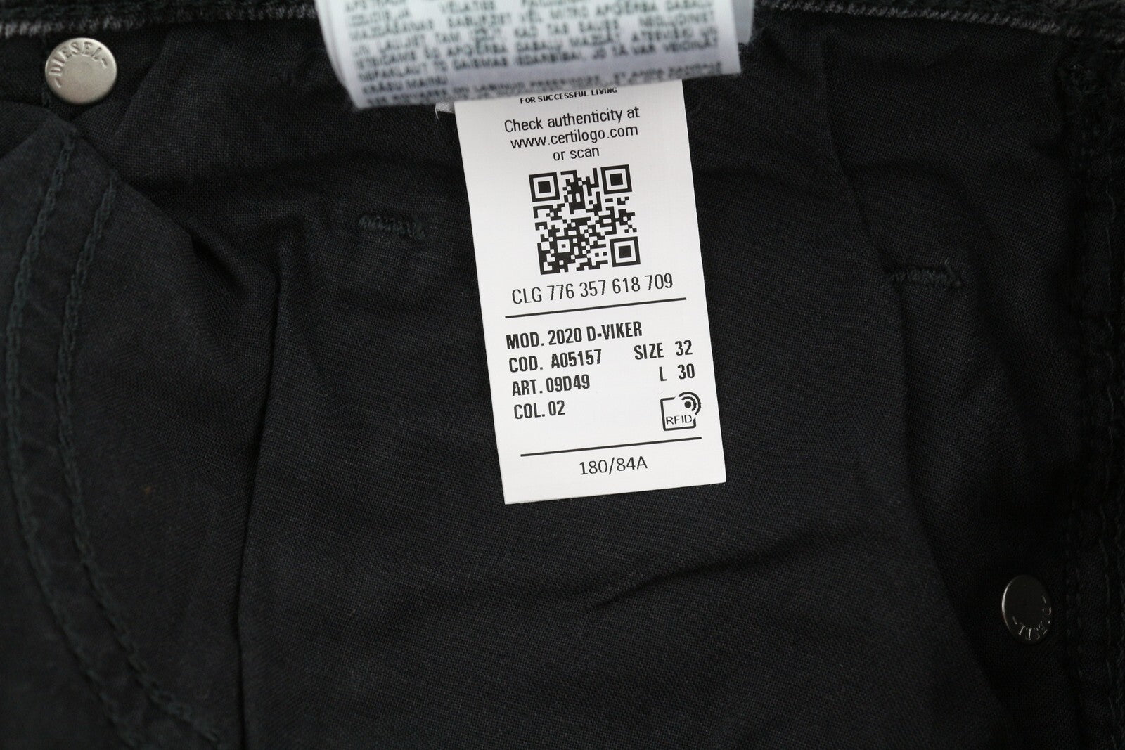 DIESEL 2020 D-Viker 09D49 vyriški džinsai W32/L30 Įprasti tiesūs klešniai Vidutinio juosmens 