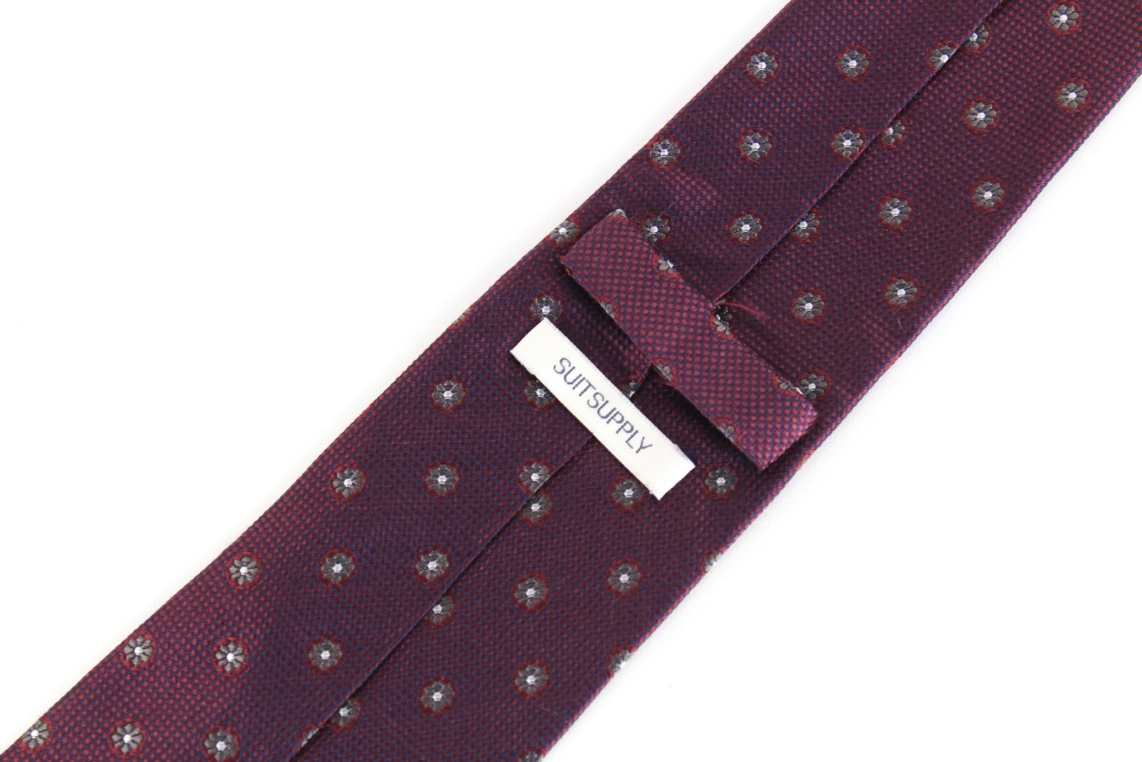 SUITSUPPLY vyriškas kaklaraištis 148 x 8 cm violetinis raštuotas šilkinis smailiais galais klasikinis 