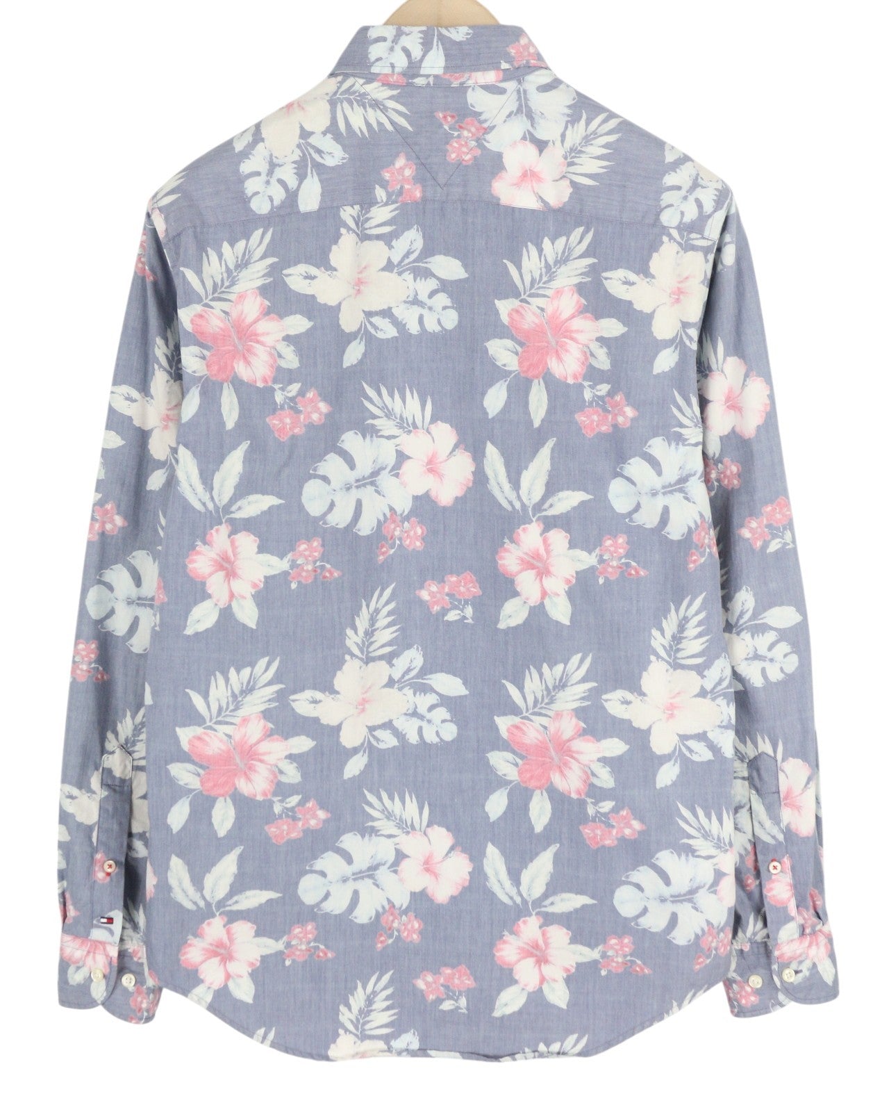 TOMMY HILFIGER New York Fit vyriški marškinėliai S, laisvalaikio stiliaus, su sagomis ir kaklu, gėlėti. 