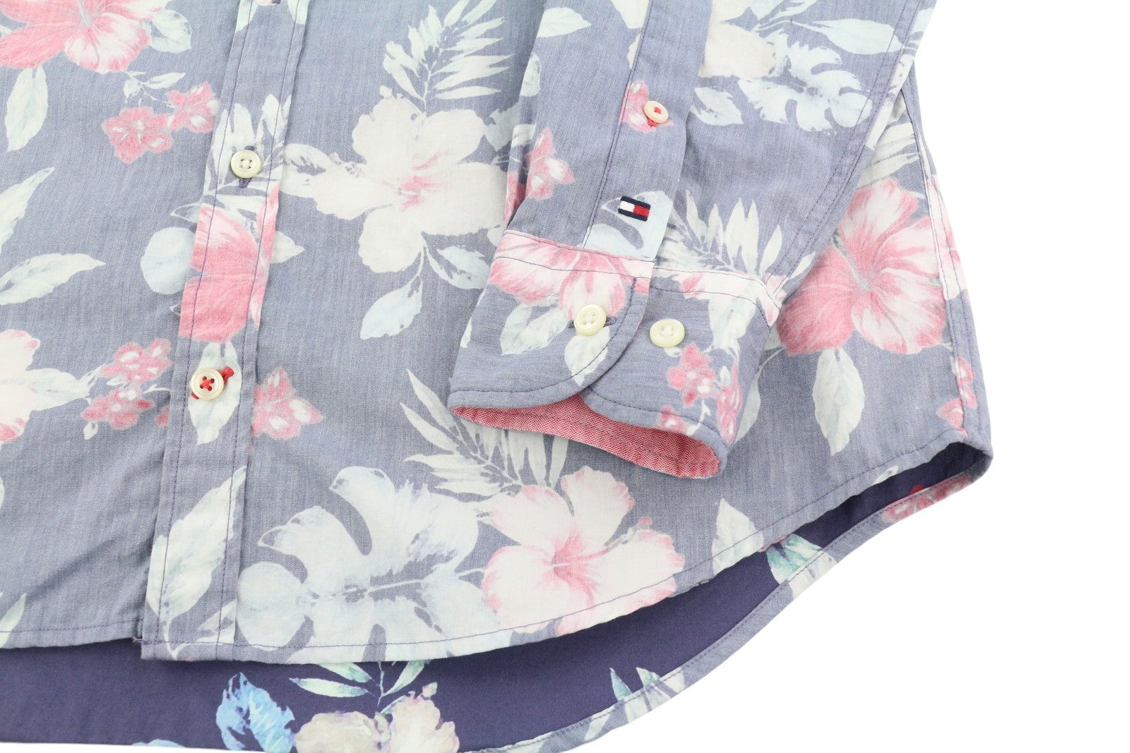 TOMMY HILFIGER New York Fit vyriški marškinėliai S, laisvalaikio stiliaus, su sagomis ir kaklu, gėlėti. 