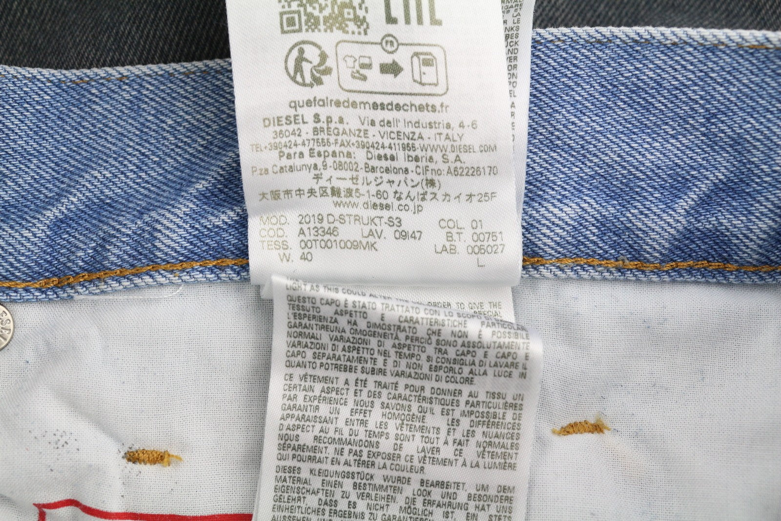 DIESEL 2019 D-Strukt-S3 09I47 vyriški džinsai W40 tamsaus džinso, ploni, vidutinio juosmens, RRP 350 € 