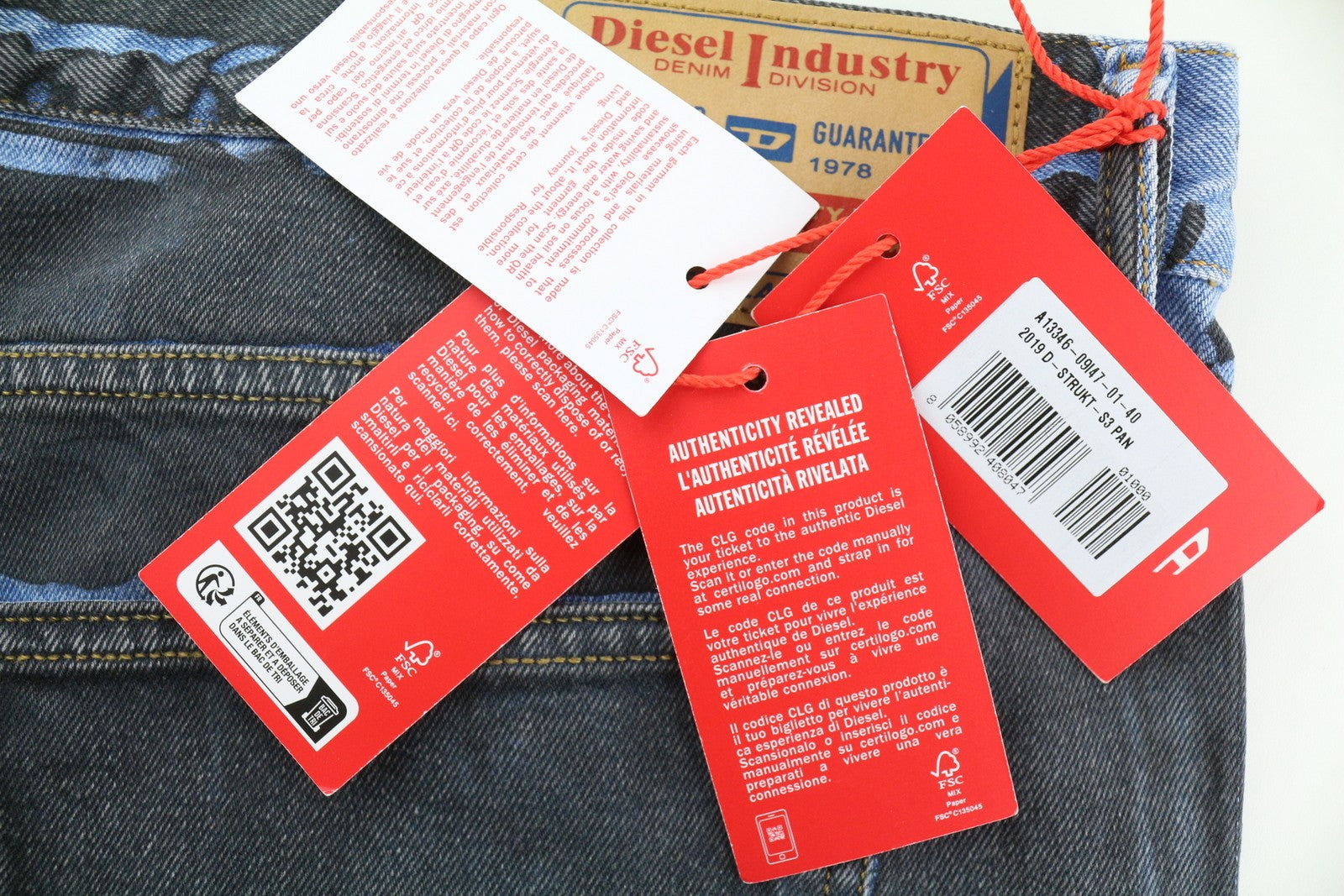 DIESEL 2019 D-Strukt-S3 09I47 vyriški džinsai W40 tamsaus džinso, ploni, vidutinio juosmens, RRP 350 € 